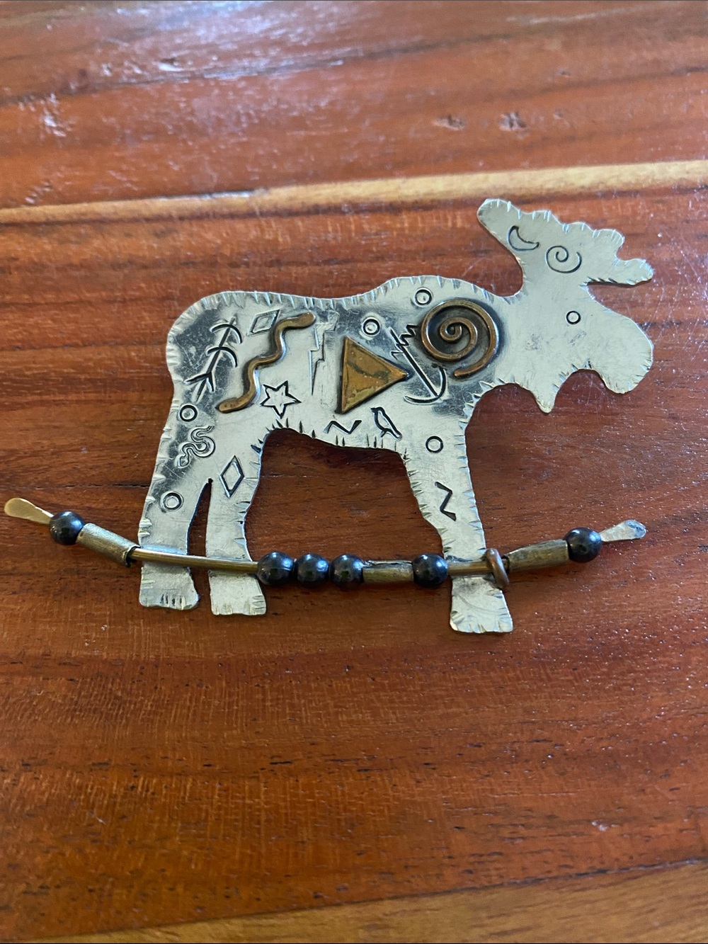 Marcia Q Miller Original handmade Cave moose Brooch primitive modernist